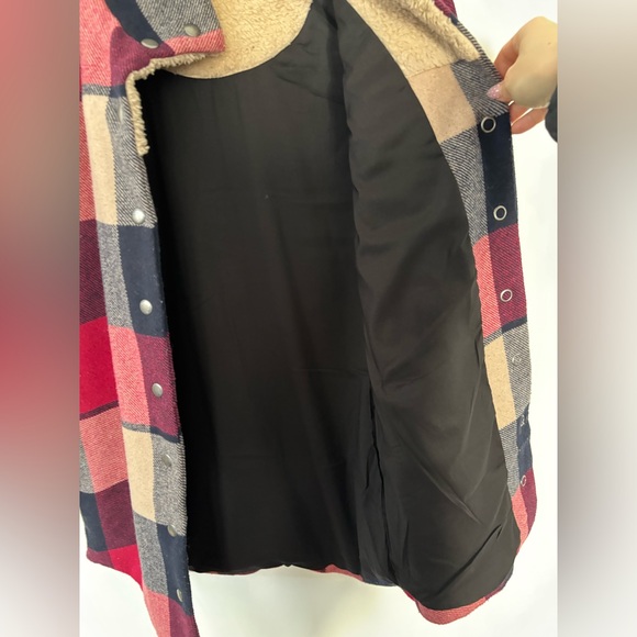 Orb Red and Beige Lined Plaid Coat | small - Picture 3 of 5